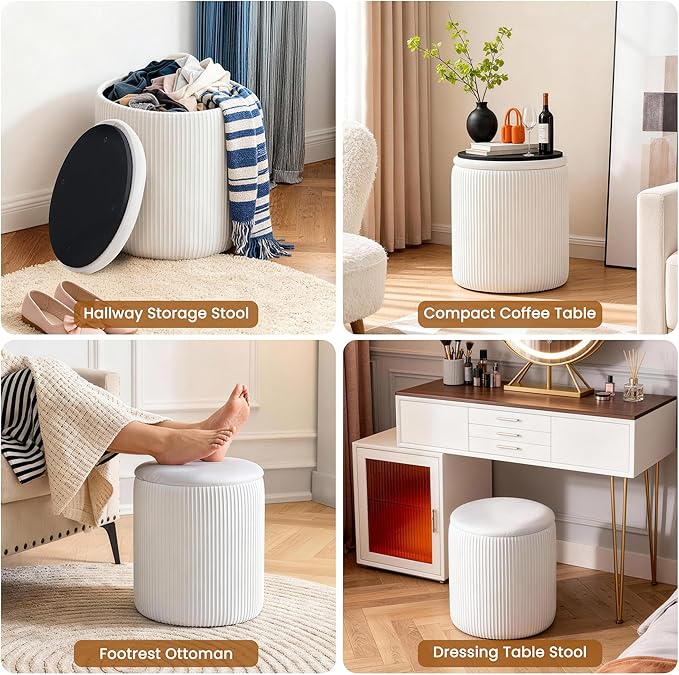 White Vanity Stool Set of 2