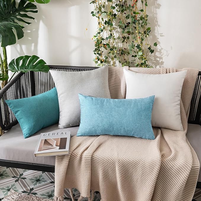 MIULEE Pack of 2 Decorative Outdoor Solid Waterproof Throw Pillow Covers Faux