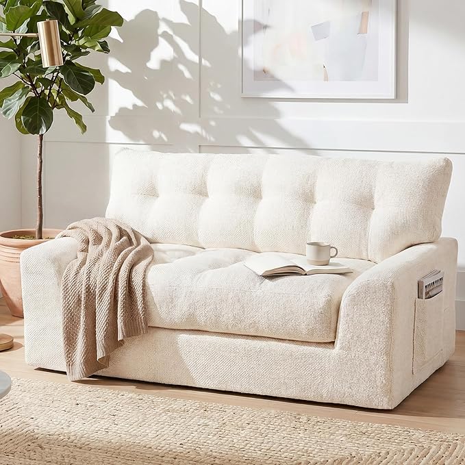 MONVANE 55.5" Convertible Loveseat Sofa, 2-in-1 Boneless Sleeper Sofa Bed Futon