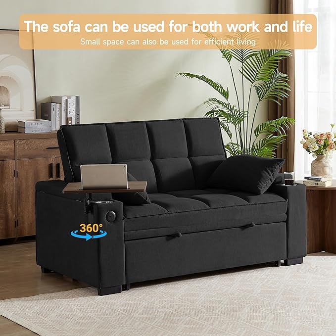 Auvsoce 65" Sleeper Sofa Bed Loveseat, Convertible Couch