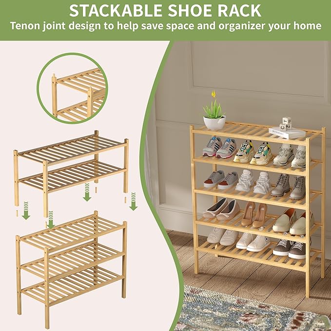 ROMGUAR CRAFT 3 Tier Bamboo Shoe Rack