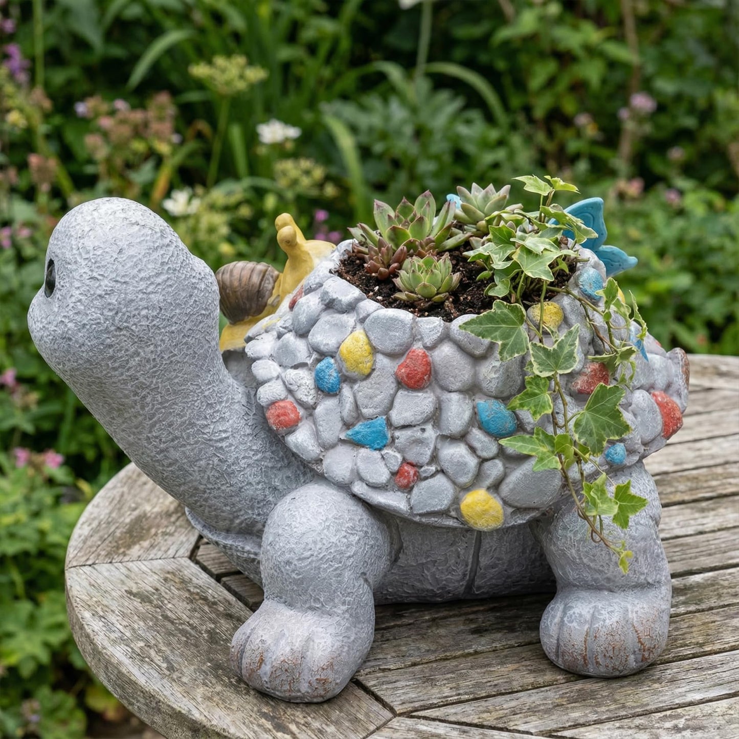 pandaxing Tuetle Planter for Succulents Indoor Outdoor with Drainage Hole, Resin Animal Flower Pot for Home Garden Decor, Gift for Plant Lovers