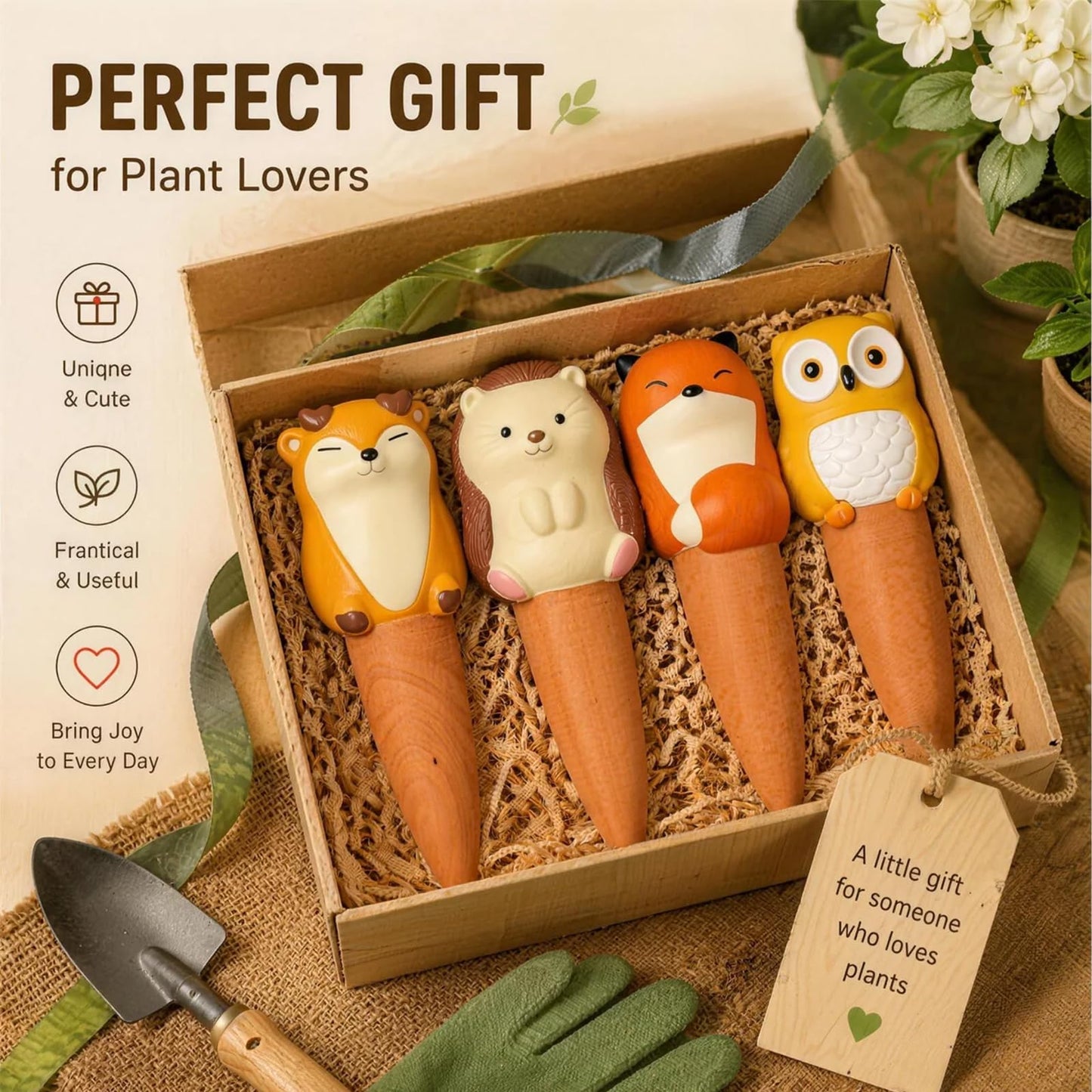 UULENNYM Terracotta Watering Spikes, Self Watering Globes Cute Animal Design Plant Waterers, Automatic Irrigation Stakes for Indoor & Outdoor Plants