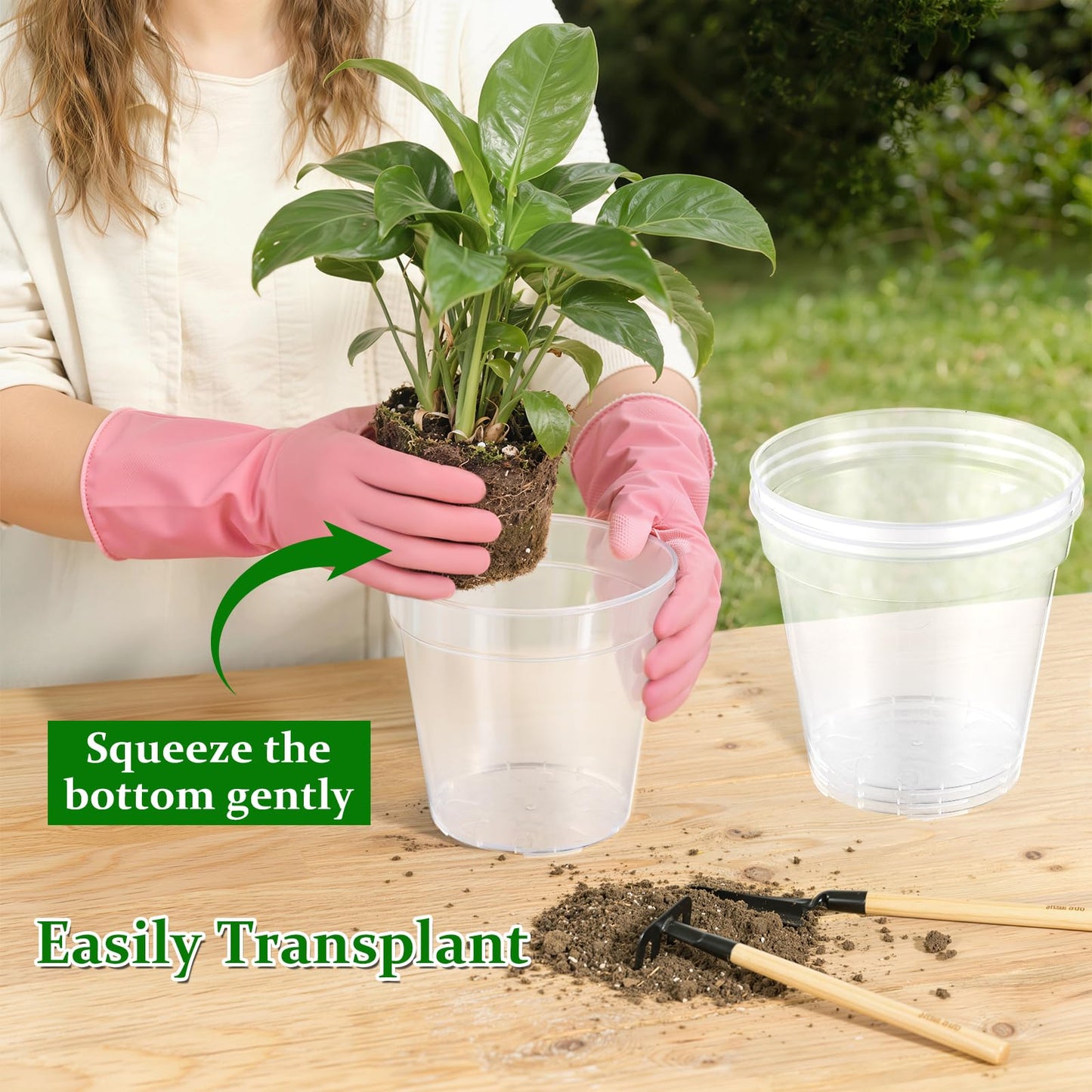 Simihiran 12 Pcs 8/9/10/12 Inch Large Clear Nursery Pots with Drainage Holes - Variety Pack Transparent Plant Pots for Orchids Succulents Indoor Outdoor Root Health