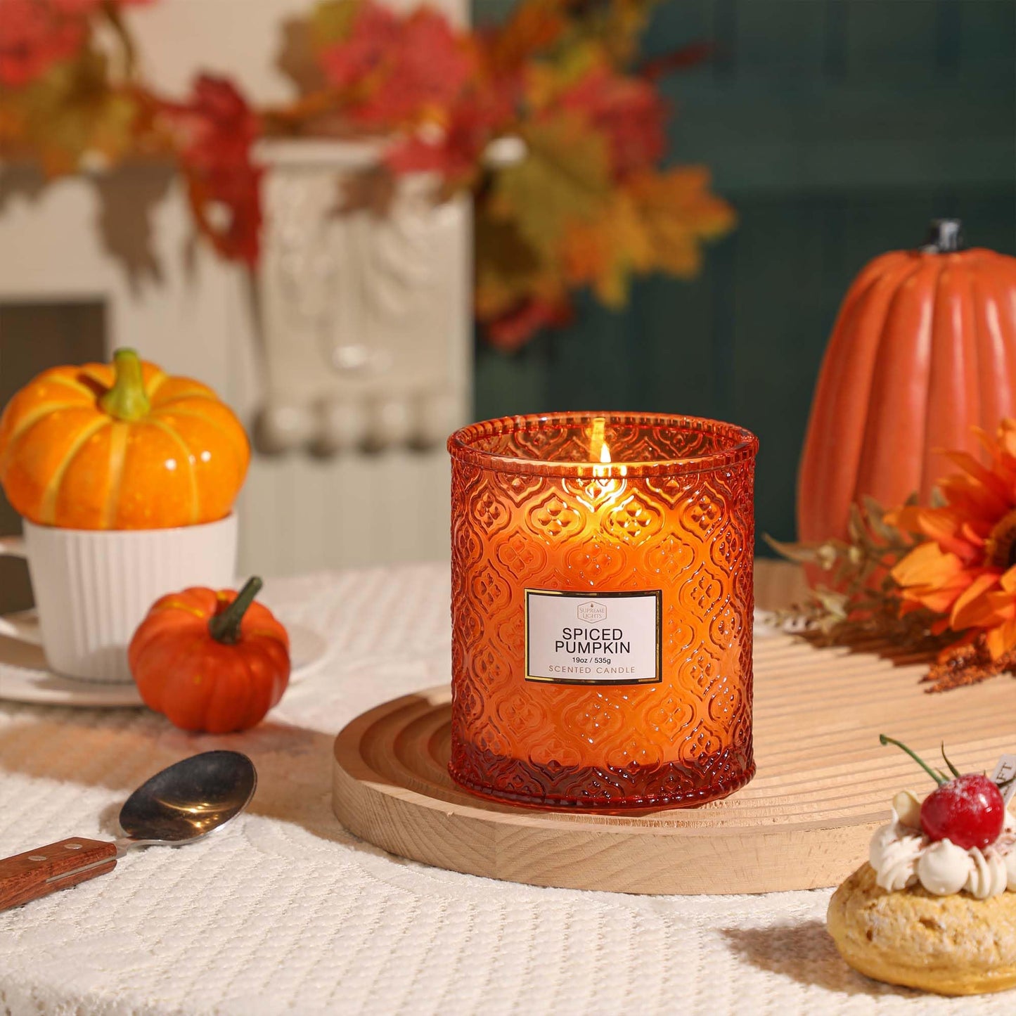Fall Candle, Harvest Pumpkin Spice Candle, 19oz Large Fall Scented Candles Gifts for Women, Thanksgiving Candles, Thanksgiving Table Centerpiece, Farmhouse Harvest Decorations for Autumn Home Decor