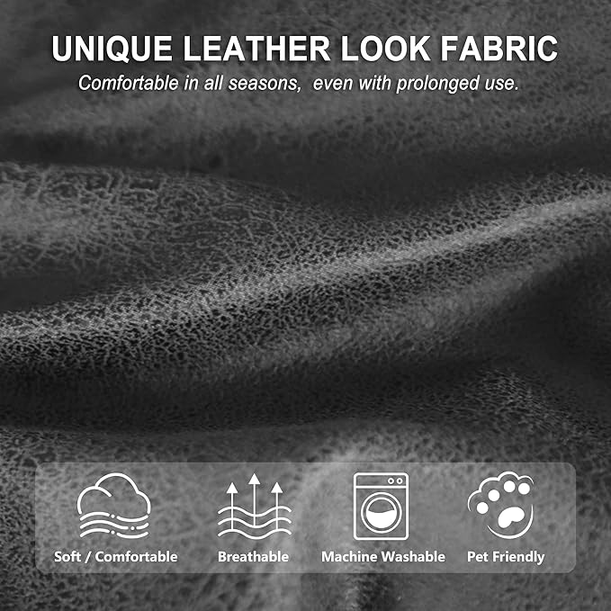 ANARACHON Leather Look Recliner Chair Covers, 4-Pieces Stretch Recliner Cover