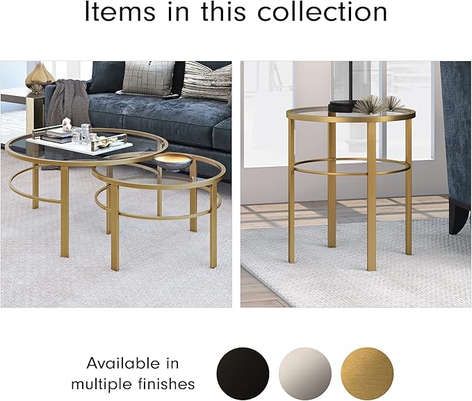 Henn&Hart Round Nested Coffee Table in Brass, Coffee Table coffee tables