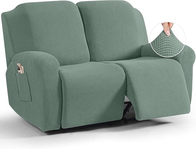 TAOCOCO Recliner Loveseat Slipcover, 6 Pieces Dual Recliner Sofa Covers