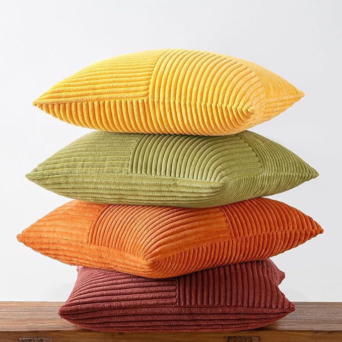 MIULEE Yellow Orange Rust Throw Pillow Covers 20x20 Inch 4 Packs Boho Farmhouse