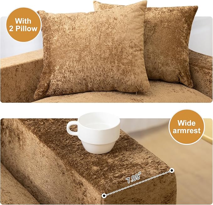 61" Convertible Sofa Bed Loveseat, Memory Foam Boneless Floor Couch