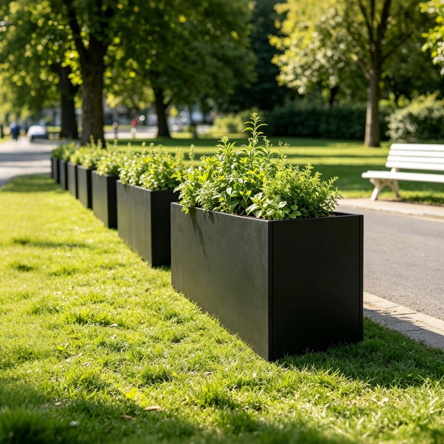 GZLVSOW Galvanized Steel Planter Black Metal Outdoor Planter 32" L x 12" W x 16" H Metal Heavy Planters Box Indoor & Outdoor, Commercial & Residential (32 x 12 x 16,Black)