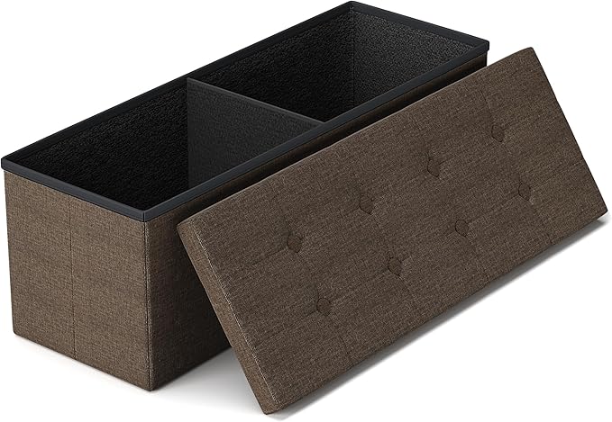GLAXYFUR 43 Inches Folding Storage Ottoman Bench, Storage Chest, Footrest