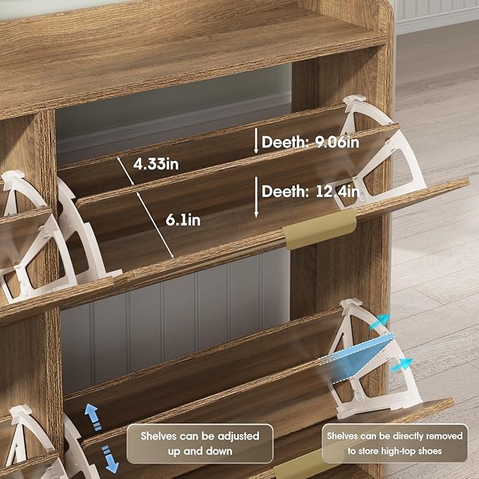 Maupvit Large Rattan Shoe Storage Cabinet