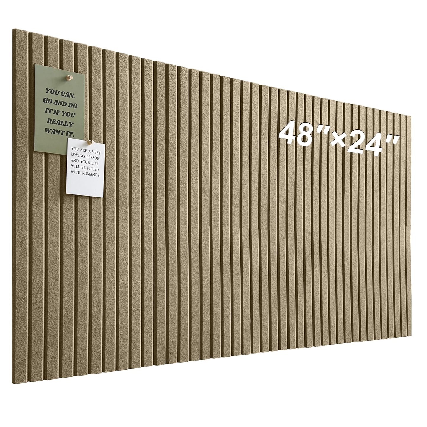 Large Cork Board for Office, 8 Pack Felt Wall Tiles with Slat Wall Paneling and Safe Removable Adhesive Tabs, Felt Bulletin Board Pin Board Cork Boards for Walls - Light Brown