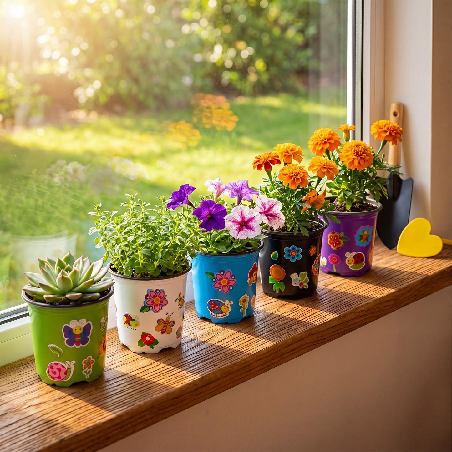 RimCereal 150 Sets Garden Pot Craft Kit Bulk DIY Flower Planting Kit Including Plastic Nursery Pots Labels and Stickers for Flower Planting Growing Garden Supplies(Colorful)