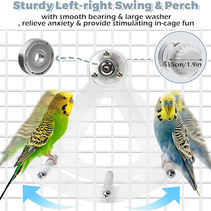 Bite-Resistant Acrylic Rocking Bird Nail Trimming Perch Stand Easy to Clean, Interactive Bird Toys for Parakeets for Cage, Budgie Puzzle Toys for Parrots, Small Birds Enrichment Toy for Lovebird