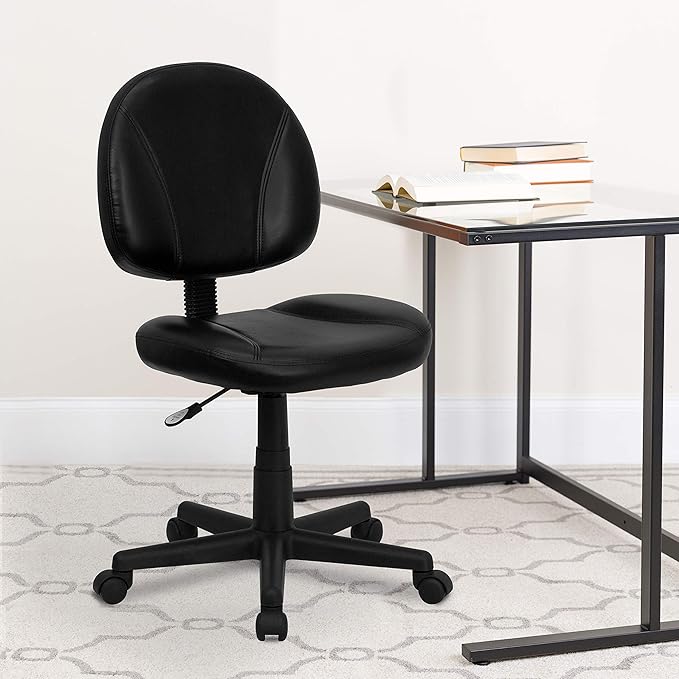 Flash Furniture Ronald Mid-Back Black LeatherSoft Swivel Ergonomic Task Office