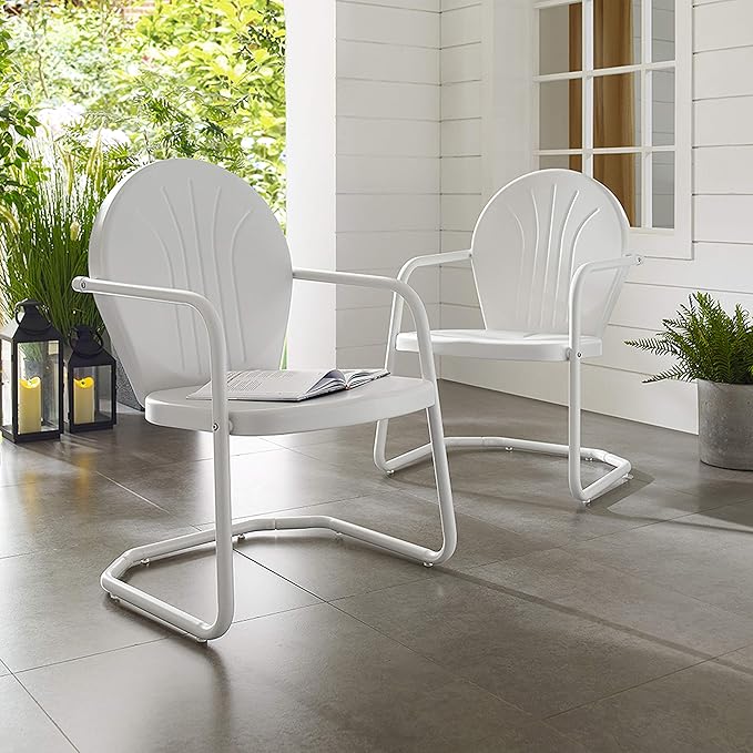 Crosley Furniture Griffith Outdoor Chair, Retro Metal Patio Chairs