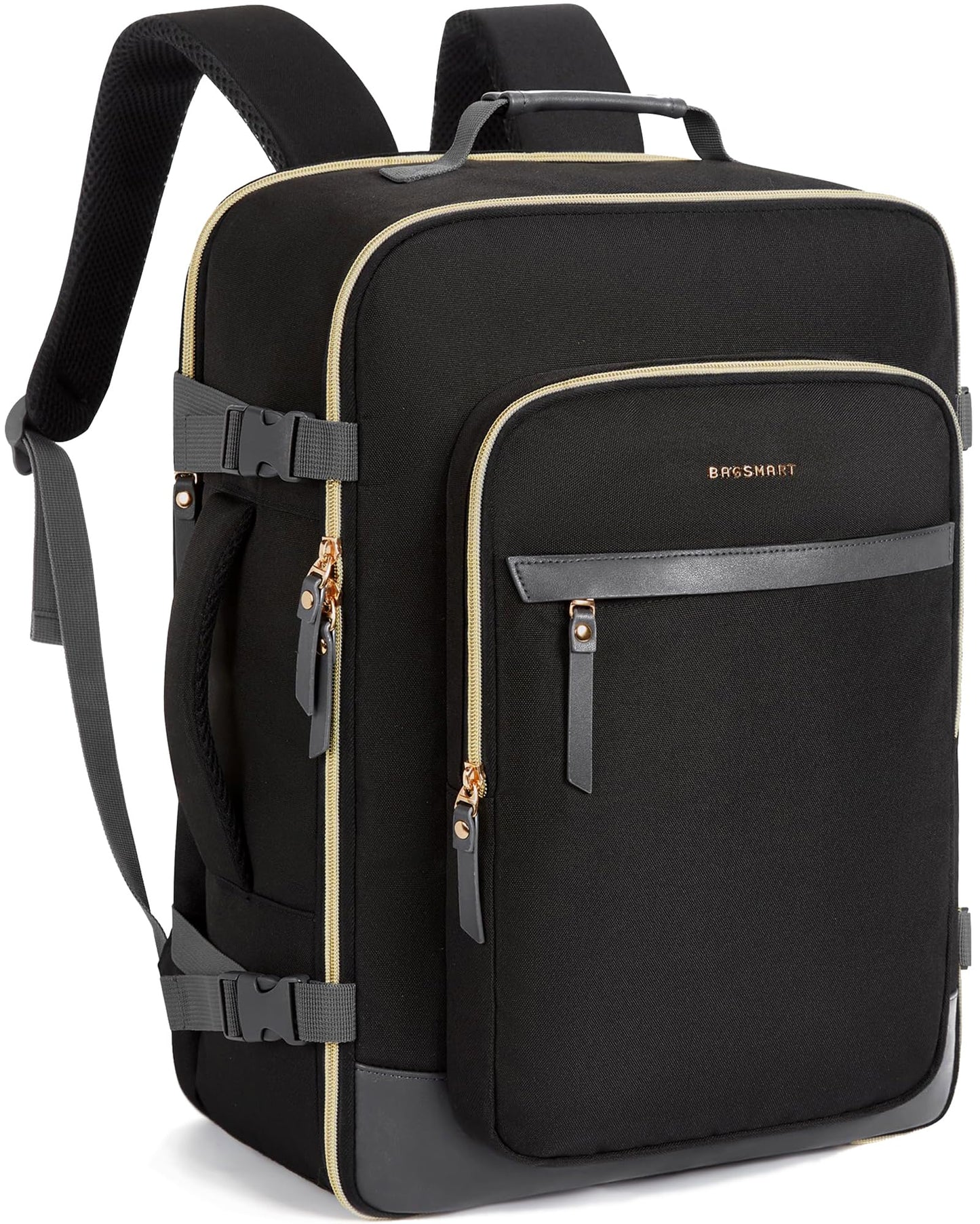 BAGSMART Travel Backpack for Women, 35L Carry-On Backpack Fits 17.3 Inch Laptop, TSA Approved Water-Resistant Weekender Gym Backpack, Black