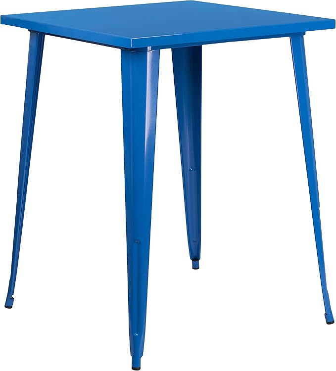 Flash Furniture Nolan Commercial Grade 31.5" Square Blue Metal Indoor-Outdoor