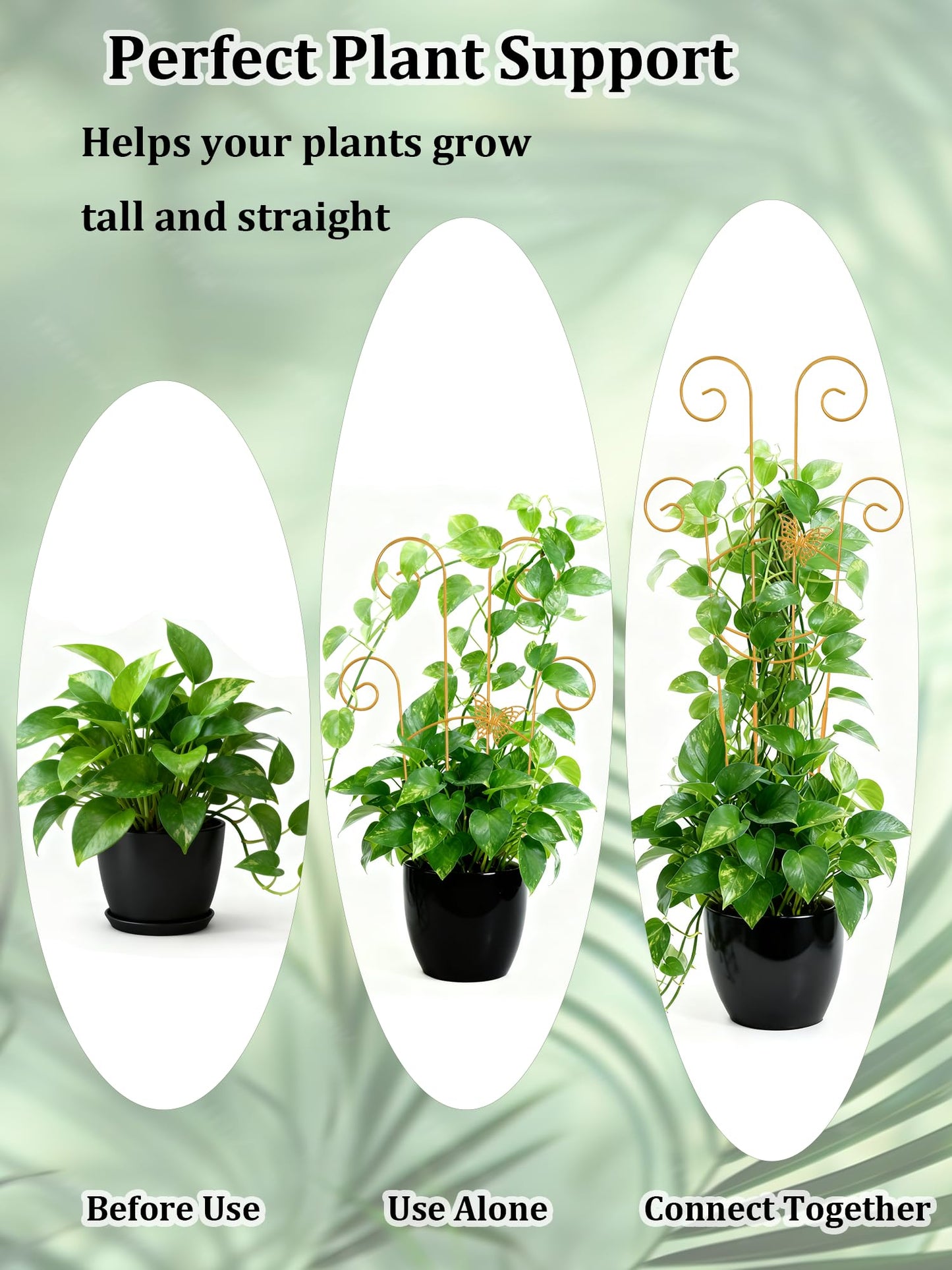 2 Pcs Tall Trellis for Potted Plants, 30'' Expandable Butterfly Shape Garden Trellis for Climbing Plants Indoor, Plant Pothos Climber Support for Monstera, Ivy, Hoya, Vine (Yellow)