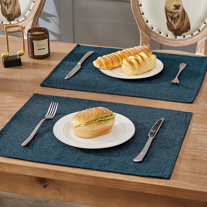 BALCONY & FALCON Placemats Set of 4 Faux Linen Cloth Place Mats Washable
