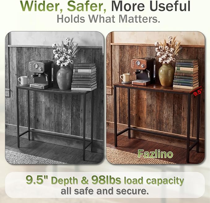 Sturdy Console Table with 98 lb Capacity, Stable Wobble-Free Design