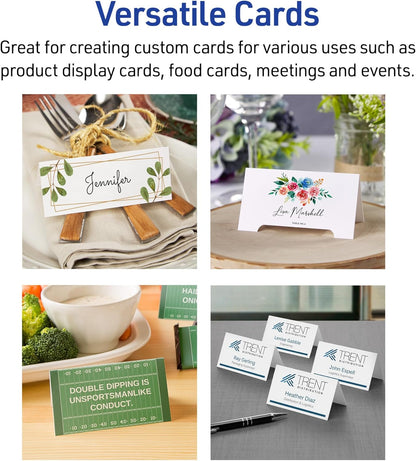 Avery Printable Tent Cards, 3.5" x 11", Ivory with Embossed Border, 50 Blank Place Cards for Laser or Inkjet Printers (5915)