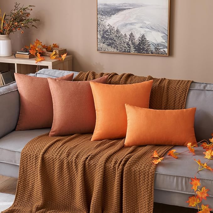 MIULEE Pack of 2 Decorative Outdoor Solid Waterproof Throw Pillow Covers Faux