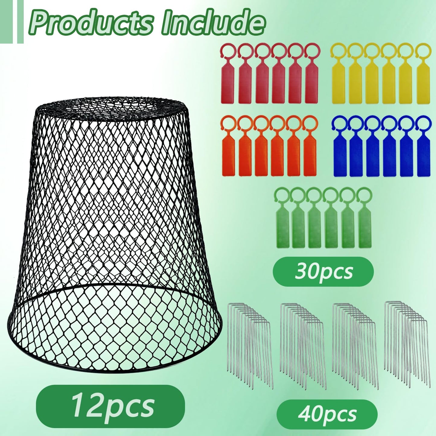 Dizvilz 12Pcs Chicken Wire Cloche Plant Covers,Durable Garden Cloches for Plants,Metal Netting Plant Protectors from Animals for Keeping Bunnies Chicken Squirrels Birds Other Out
