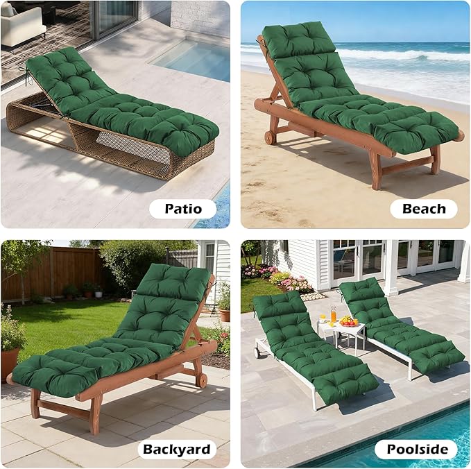 Chaise Lounge Cushions Outdoor, Waterproof & Fade Resistant Patio Lounge Chair