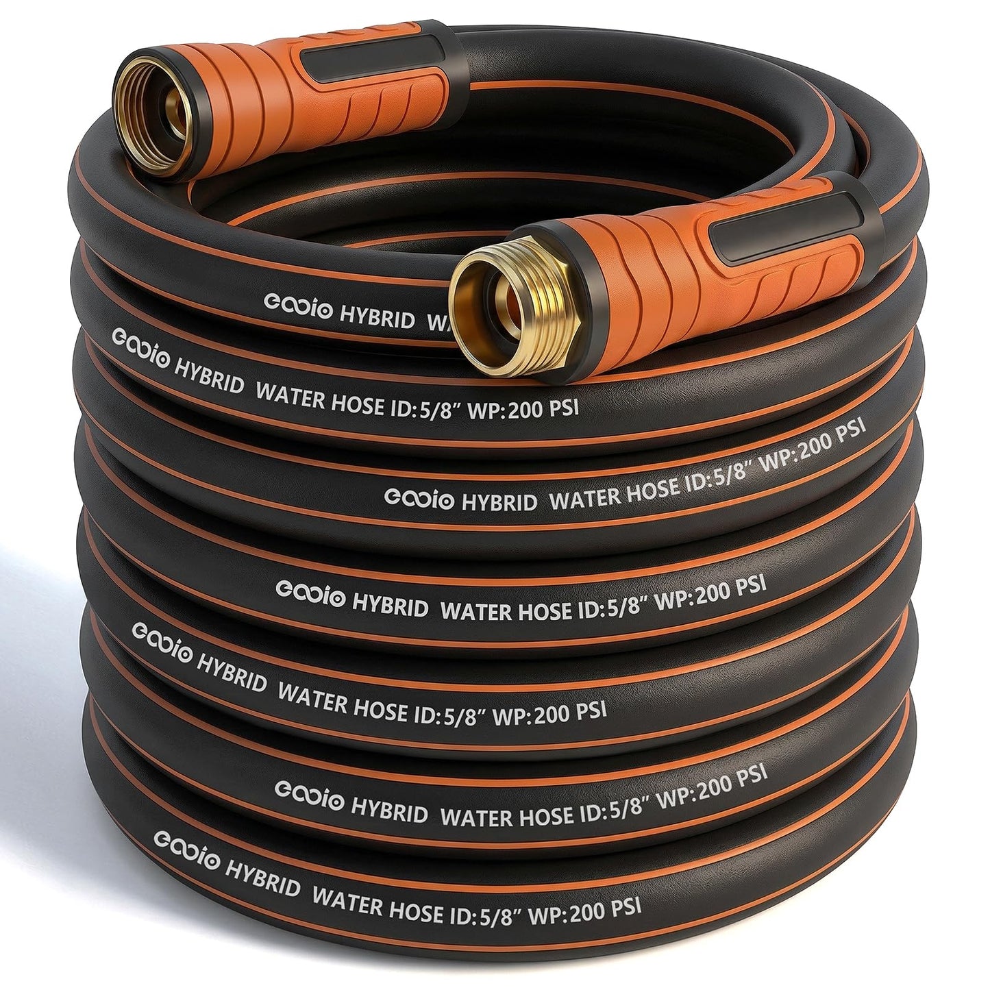 Garden Hose 50 ft x 5/8", Heavy Duty Water Hose, Flexible and Durable, Kink Resistant Lightweight Hybrid Hose, Leakproof Yard Hose with Male to Female Fittings