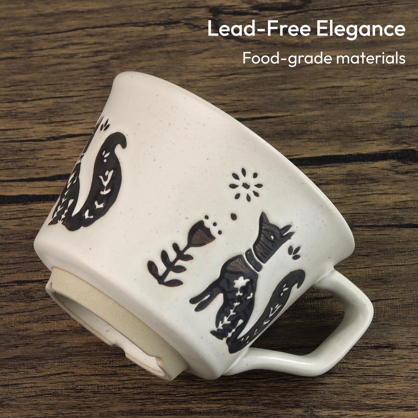 LINVIA Ceramic Coffee Mug, 11 oz Small Novelty Unique Teacup with Handle, Stoneware Cup for Tea Mocha Latte Cappuccino (Fox)