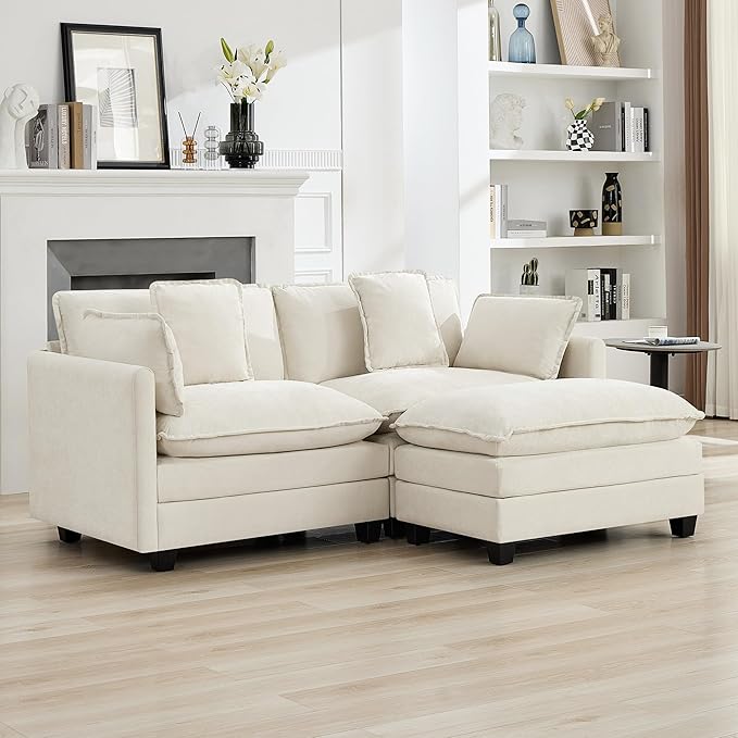 76'' Cloud Deep Seat Loveseat, Upholstered Chenille Modular 2-Seats Sectional