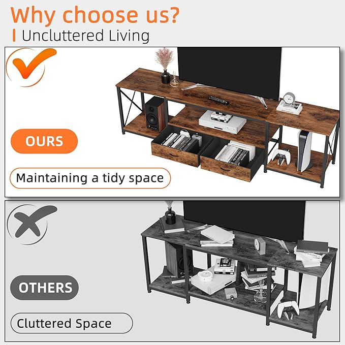 GYIIYUO TV Stand with Fabric Drawers