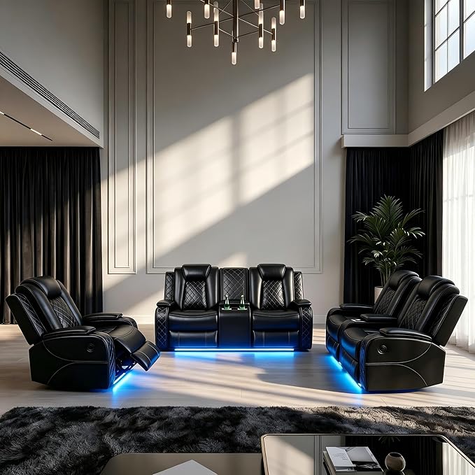 Leather Sofa Set, Power Recliner Sofa Set