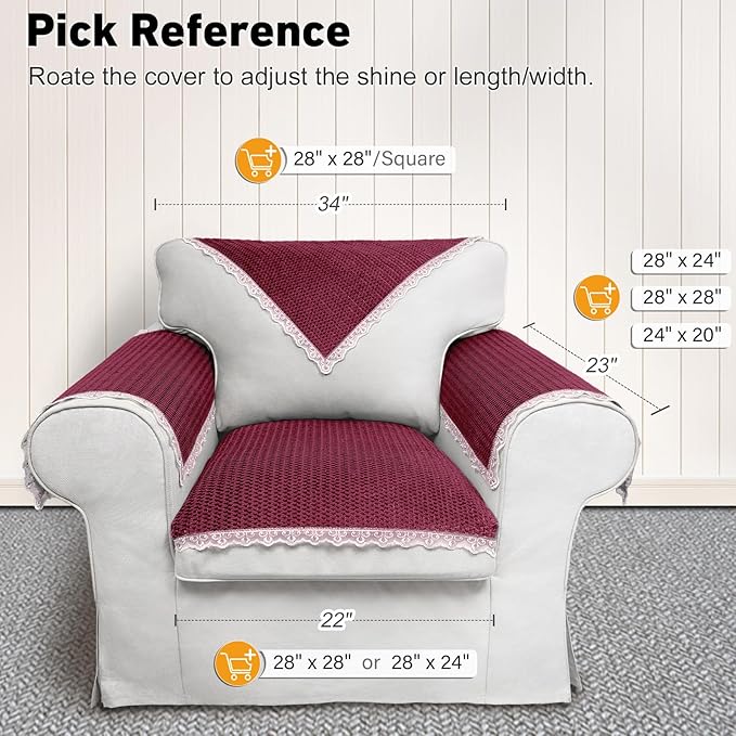 Burgundy Velvet Couch Arm Covers