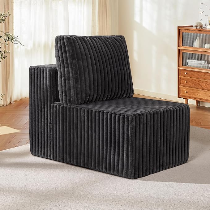 Single Sofa 1 Seat Couch with Deep Seat Memory Foam Cloud Chair with Pillows