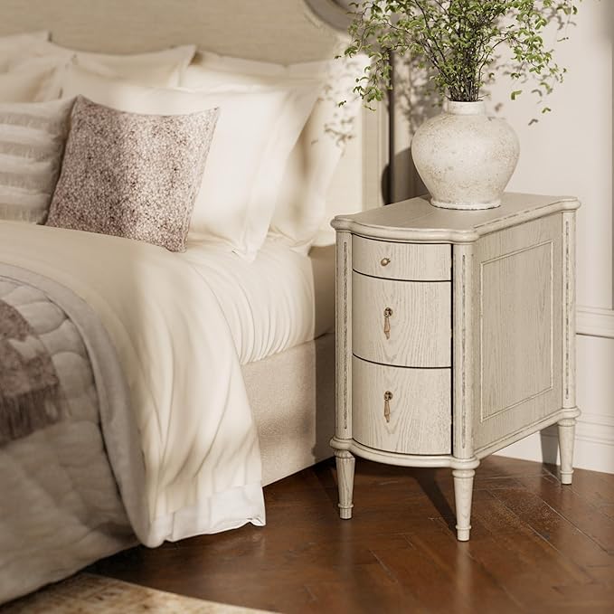 STO'SENSE Nightstand w/Charging Station & 3 Drawers, Pre-Assembled, Vintage