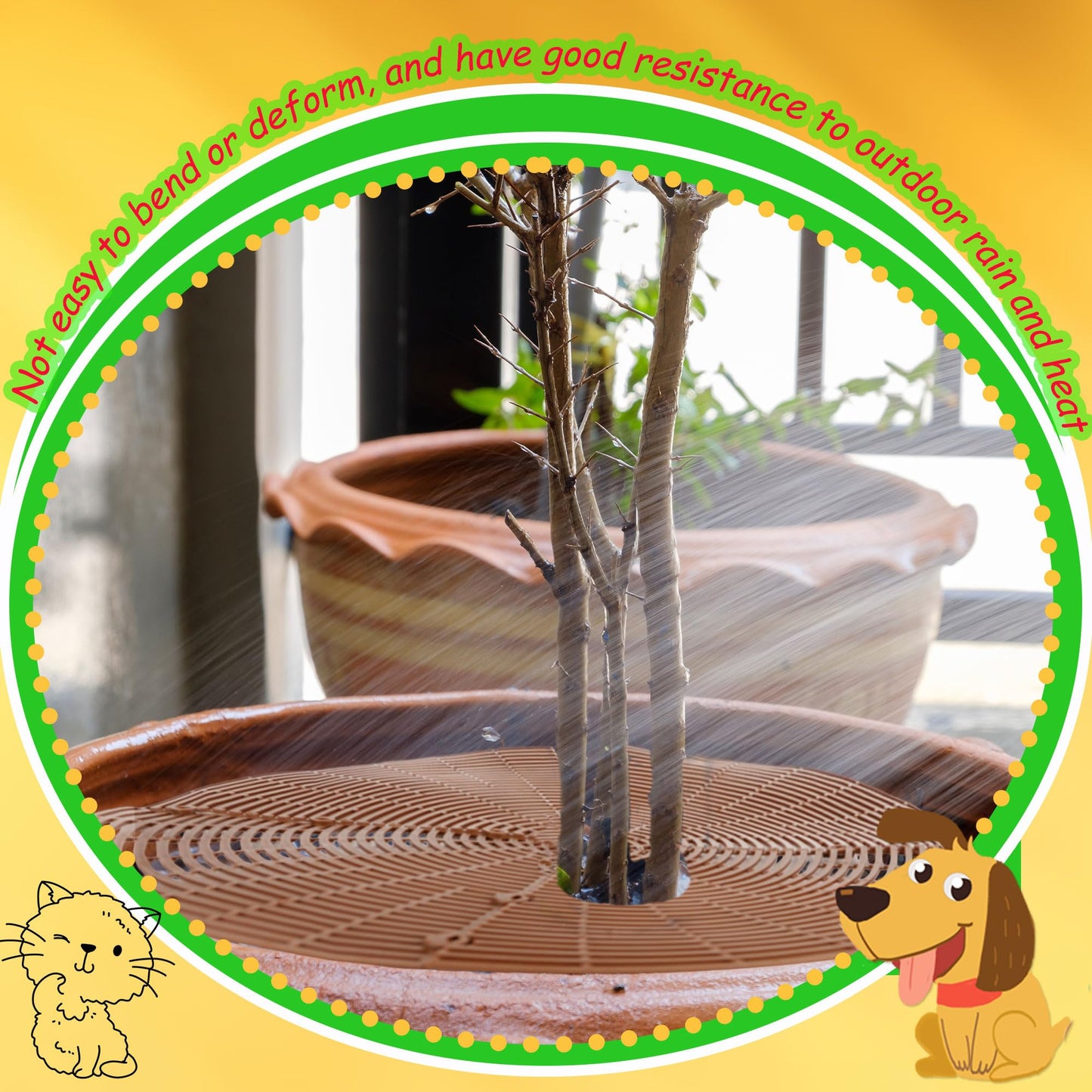 8 Pcs Plant Pot Grid Cuttable Flower Soil Protector 3 Pcs 20.8" 3 Pcs 11.8" and 2 Pcs 7.5" Plant Pot with 76 Pcs Stakes ABS Environmentally Friendly Plastic Cat Pet Digging Stopper for Indoor Outdoor