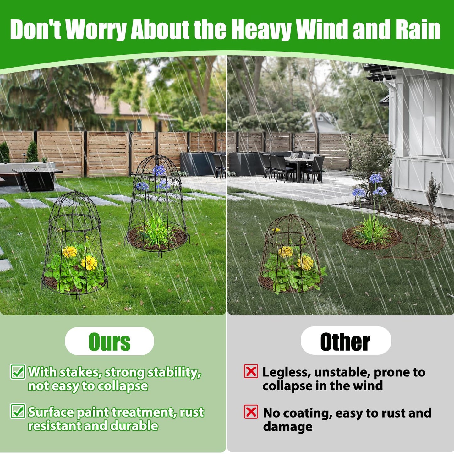 Phoncoo 6 Pack Garden Cloches for Plants, Sturdy Plant Protectors from Animals, Chicken Wire Cage for Garden Cages to Keep Bunnies Chicken Squirrels Birds Animals Out