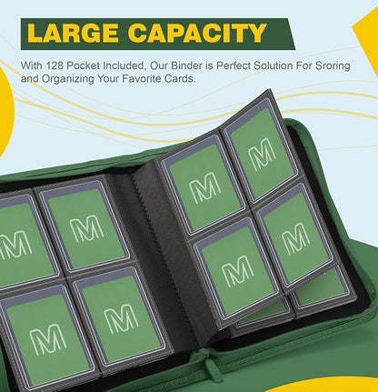 Toploader Binder,4-Pocket Side Load Trading Card Album, Holds 128 Cards with Double-Sided Pockets for MTG, Sports Cards, Top Loader Storage