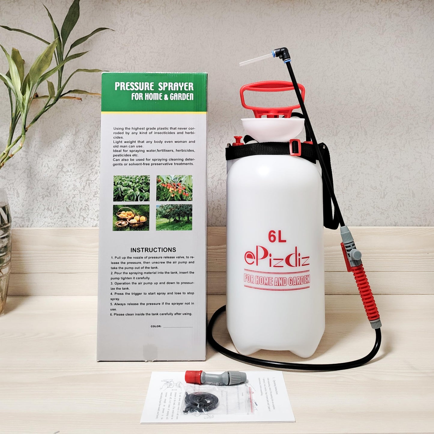 ePizdiz Watering Can Device for Watering Hanging Plant Basket Hard to Reach High Plant Waterer Sprayer 1.6 Gallon (Red 6L)