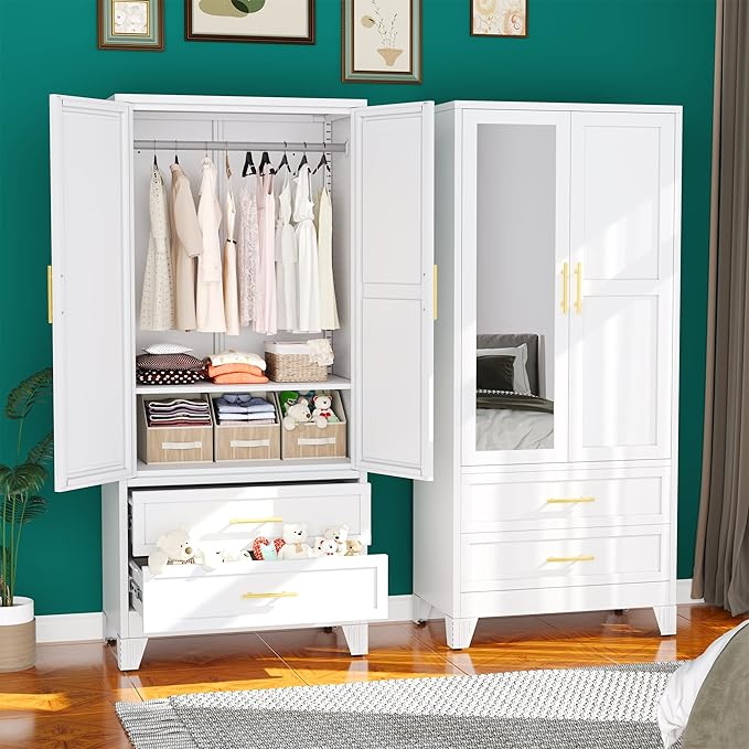 erosoei Metal Armoire Wardrobe Closet, 71 "Metal Clothing Storage Cabinet
