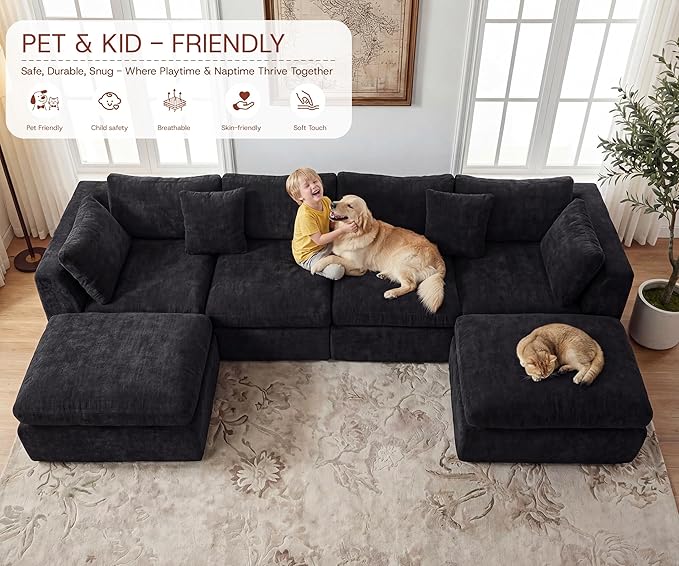 GRUSIGN 141'' Oversized Boneless Cloud Couch