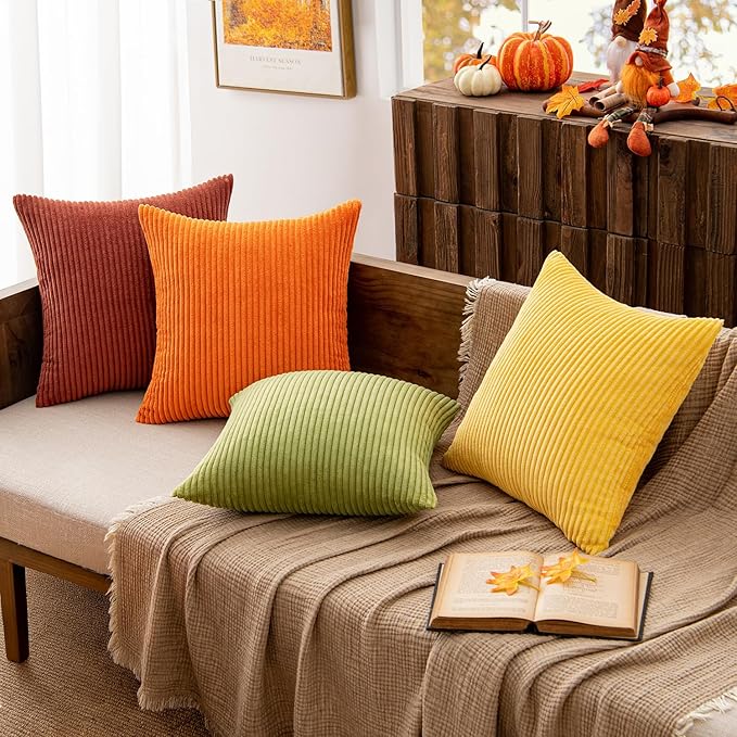MIULEE Decorative Throw Pillow Covers 18x18 Inch Set of 4, Vibrant Cushion
