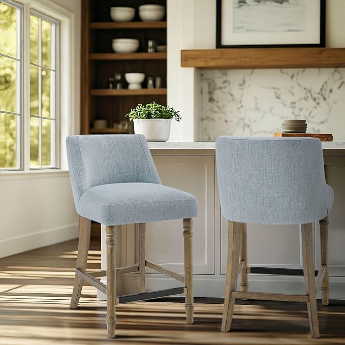 Martha Stewart Delaney Upholstered Mid-Century Modern Counter Stool