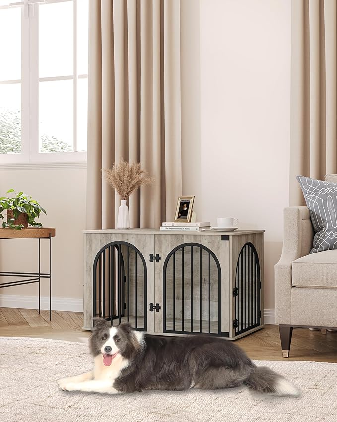 Hzuaneri 39.4" Wooden Dog Crate Furniture, Indoor Dog Kennel Dogs Cage