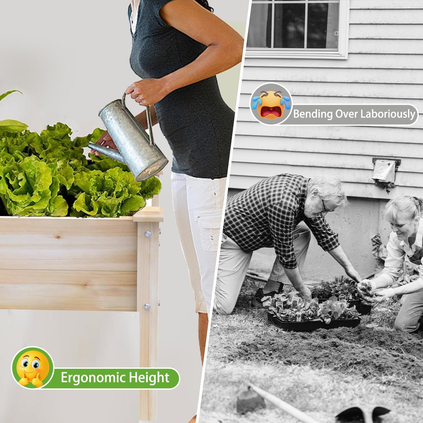 48x24x31IN Elevated Wooden Raised Garden Bed with Legs, Reinforced Large Planter Box for Vegetable Flower Herb Outdoor, Standing Growing Bed forGardening/Backyard/Patio/Balcony, Liner Included