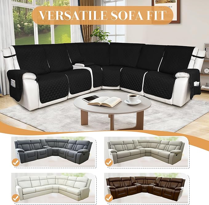 HDCAXKJ 100% Waterproof Reclining Sectional Couch Covers L Shape Recliner Sofa